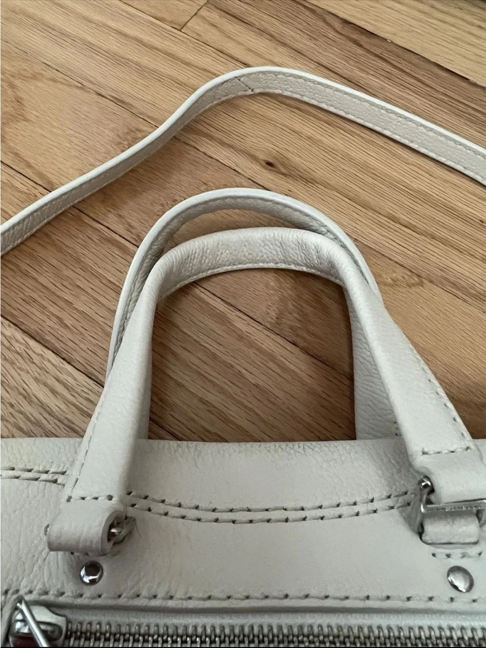Marc Jacobs cruiser white Leather bag handbag silver zipper $495 small size
